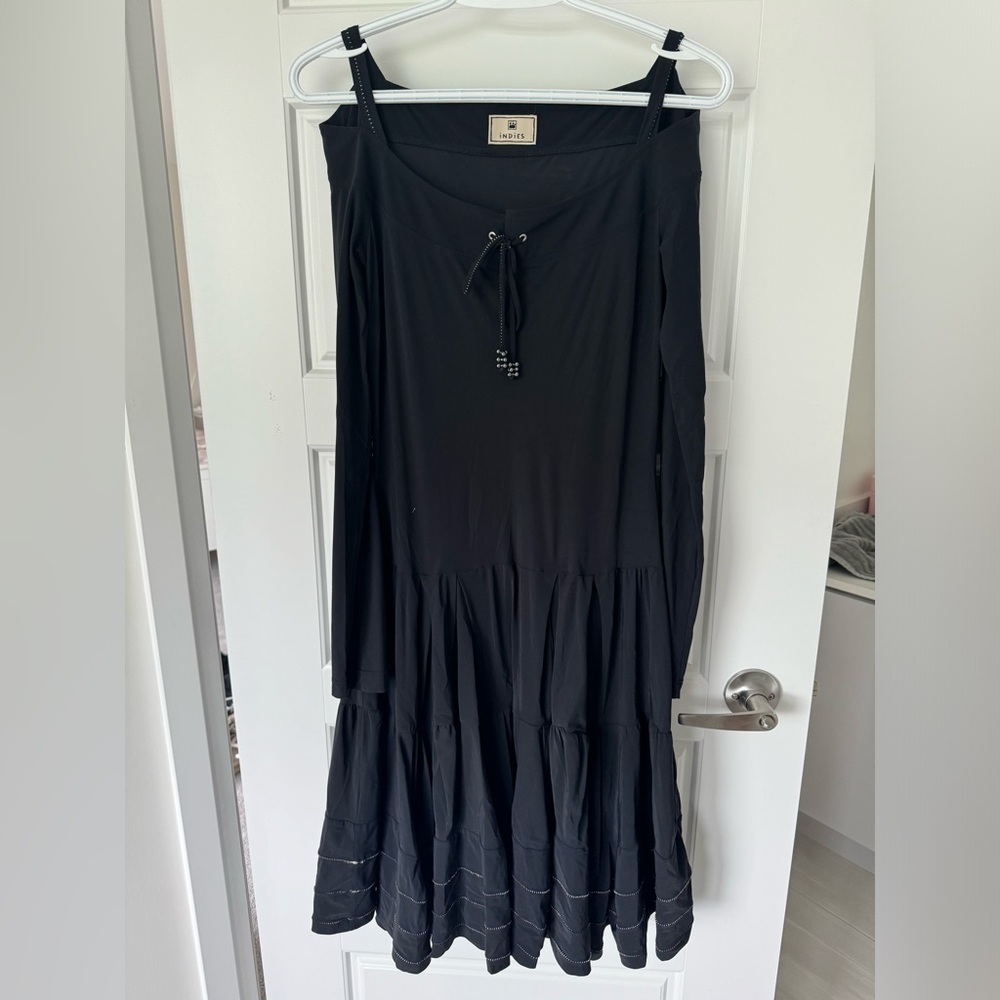 Vintage drop waist French couture off shoulder dress